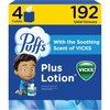 image:imagePuffs Plus Lotion with Vicks Facial Tissues 4 Cubes 48 Tissues per Box 192 Tissues Packaging May Vary48 Count Pack of 4