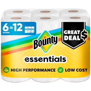 image:imageBounty Essentials SelectASize Paper Towels White 2 Triple Rolls  6 Regular Rolls Packaging May Vary6 Rolls 108 Sheets