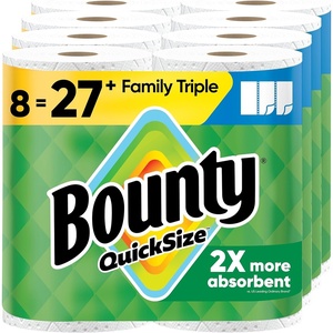 image:imageBounty QuickSize Paper Towels White 8 Family Triple Rolls  27 Regular Rolls8 Rolls 141 Sheets