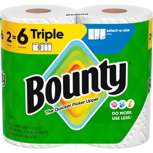 image:imageBounty SelectASize Paper Towels White 6 Triple Rolls  18 Regular Rolls 3 Packs of 2White