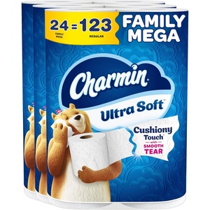 image:imageCharmin Ultra Soft Cushiony Touch Toilet Paper 24 Family Mega  123 Regular Rolls White24 Rolls 267 Sheets