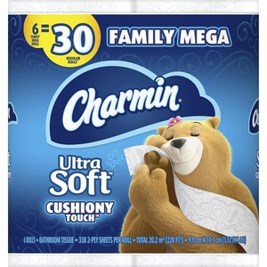 image:imageCharmin Ultra Soft Cushiony Touch Toilet Paper 24 Family Mega  123 Regular Rolls WhiteMega