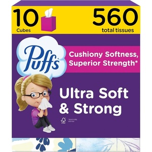 image:imagePuffs Facial Tissue Ultra Soft NonLotion 10 Cube Boxes 56 Facial Tissues per Box Allergies and Colds Packaging May Vary56 Count Pack of 10