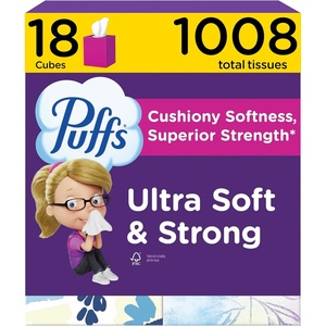 image:imagePuffs Facial Tissue Ultra Soft NonLotion 10 Cube Boxes 56 Facial Tissues per Box Allergies and Colds Packaging May Vary56 Count Pack of 18