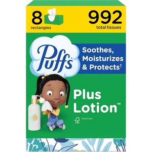 image:imagePuffs Facial Tissues Plus Lotion 8 Family Rectangle Boxes 124 Facial Tissues per Box Allergies and Colds Packaging May Vary124 Count Pack of 8